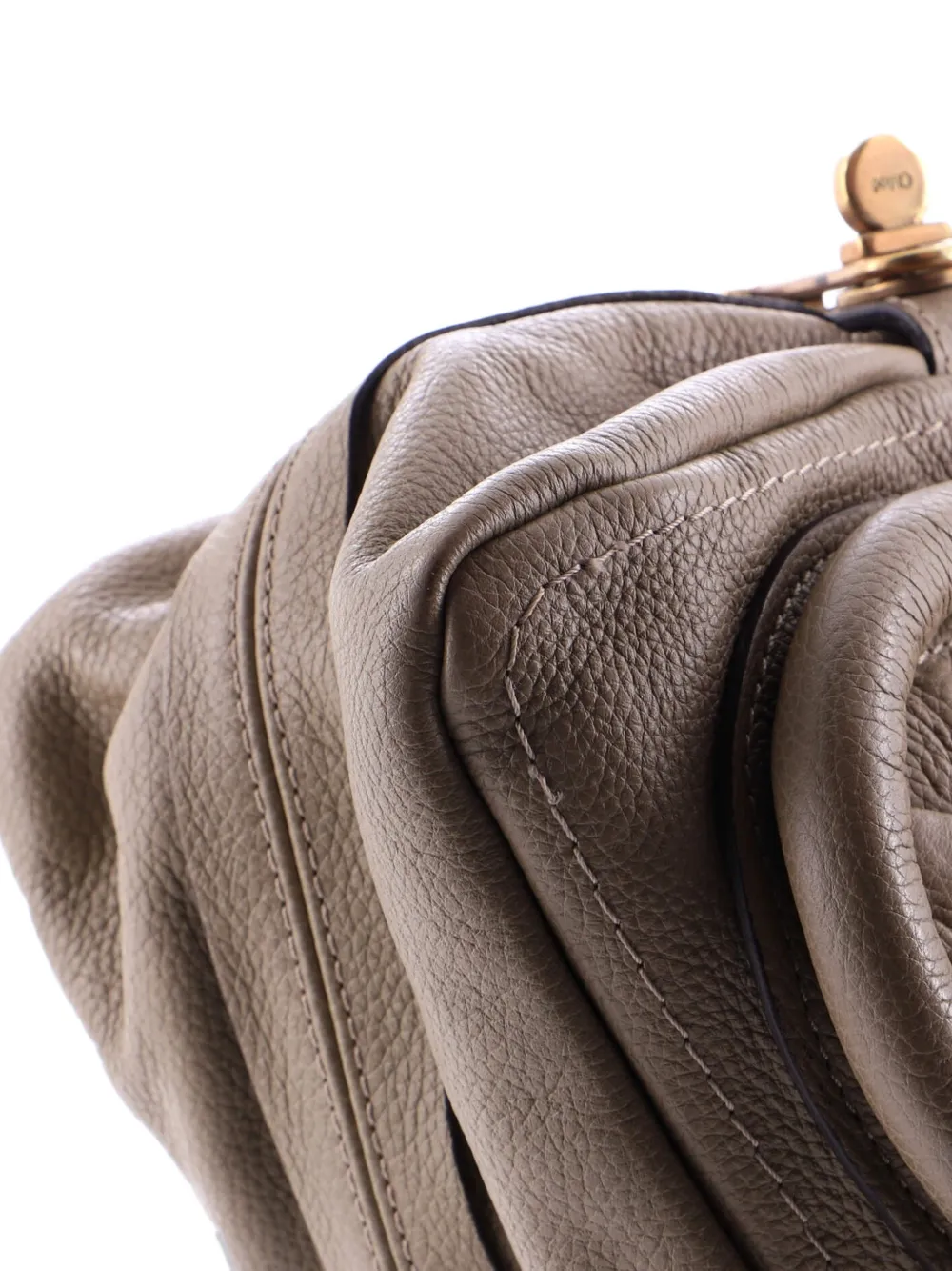 Pre-owned Chloé Paraty Top Handle Bag Leather Medium Satchel In Neutral