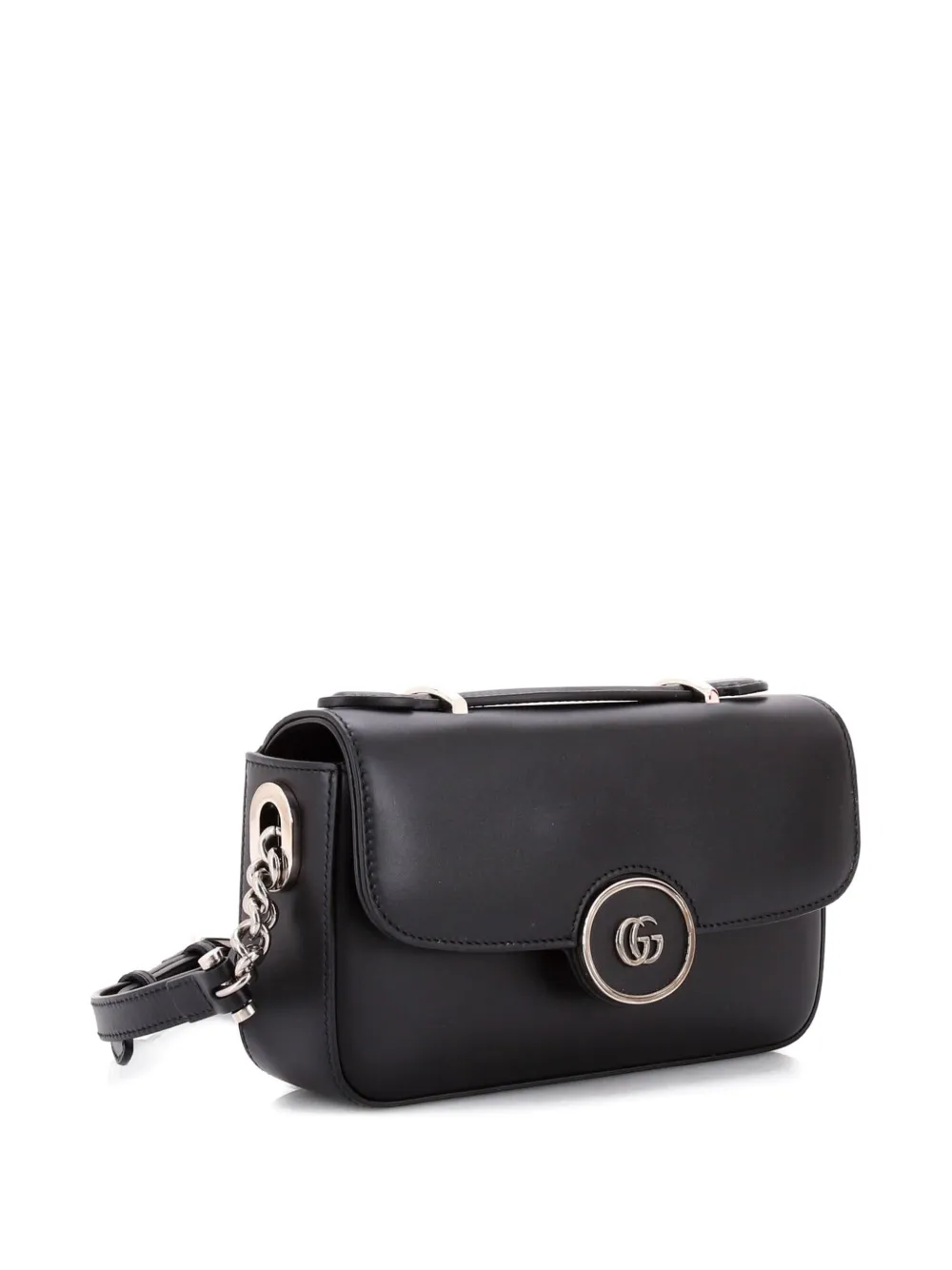 GUCCI Pre-owned Petite Gg Flap Shoulder Bag Leather Small Crossbody Bag In Black