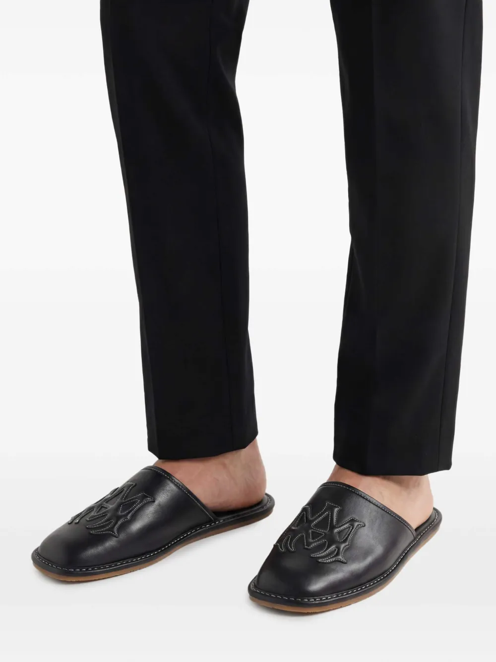 Amiri Slippers Con Apliques - Negro 