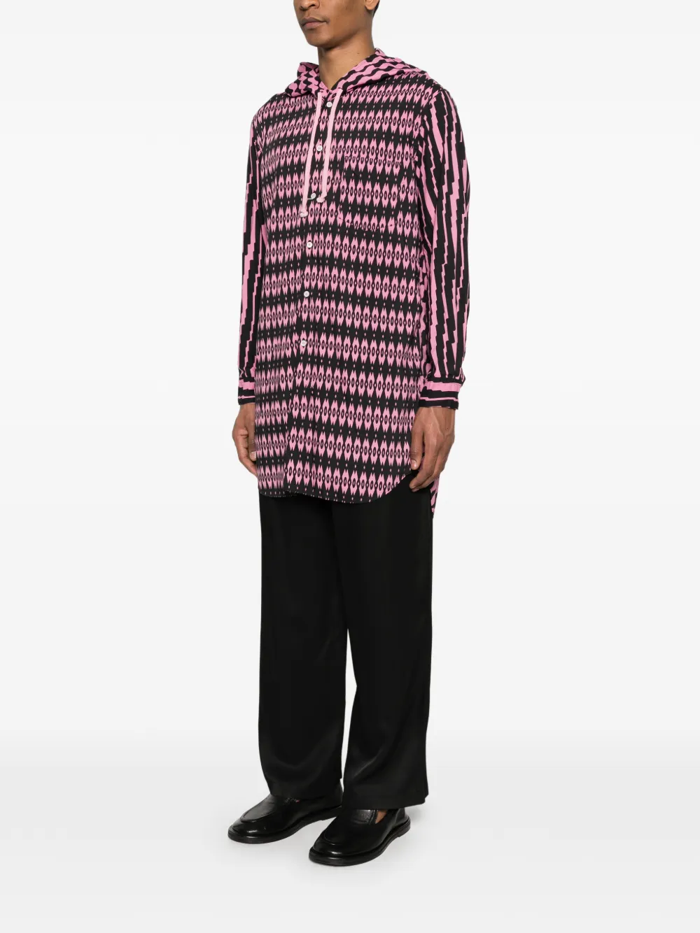 Comme des Garçons Homme Plus Overhemd met capuchon en print Zwart