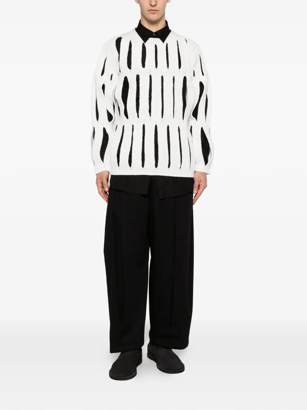 Comme des Garçons Homme Plus Uitgesneden trui. Wit