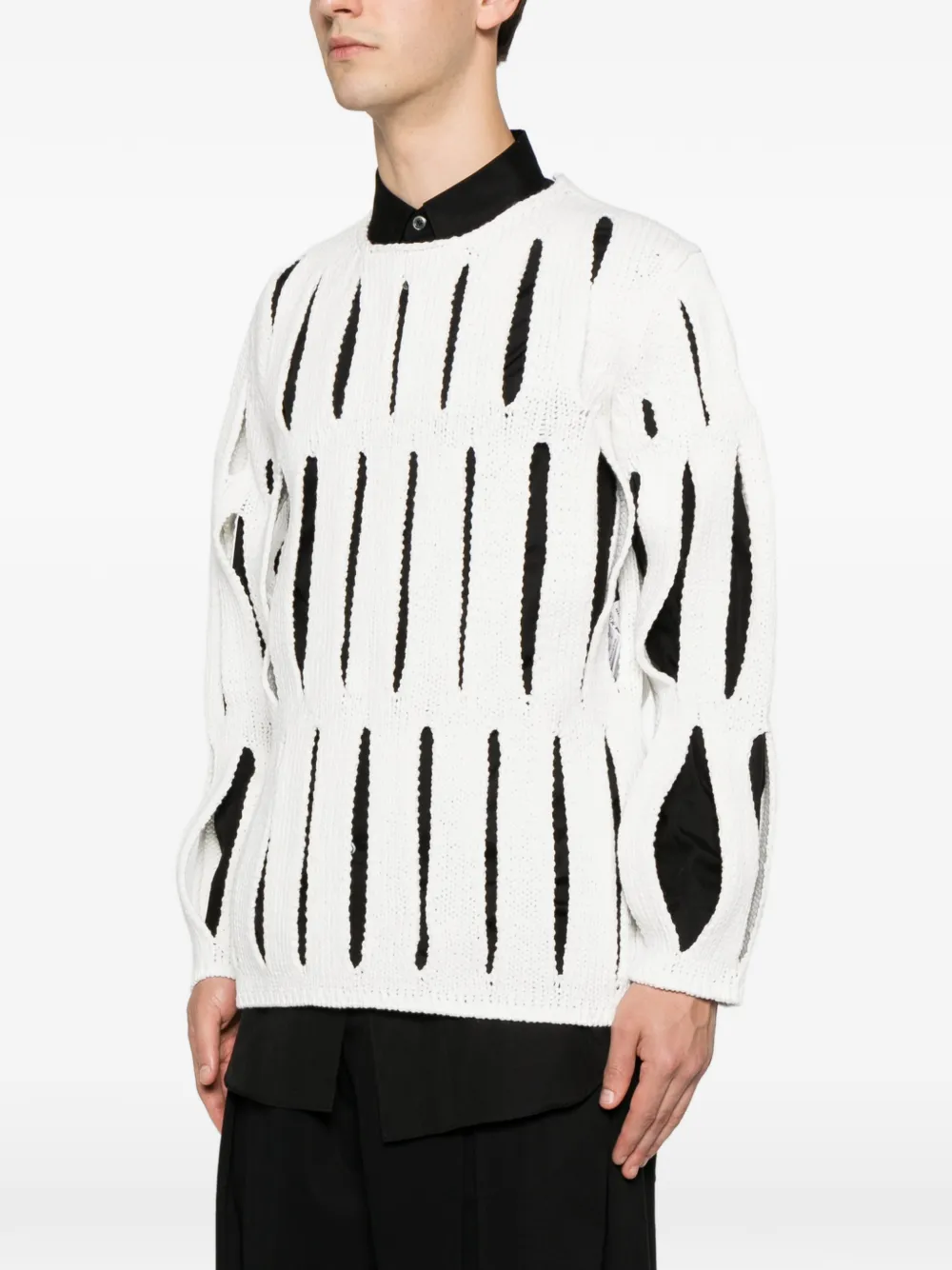 Comme des Garçons Homme Plus Uitgesneden trui. Wit