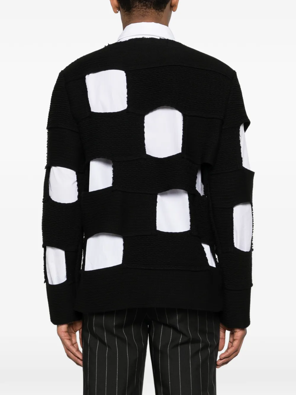 Comme des Garçons Homme Plus Gebreide trui met ronde hals en vlakken Zwart