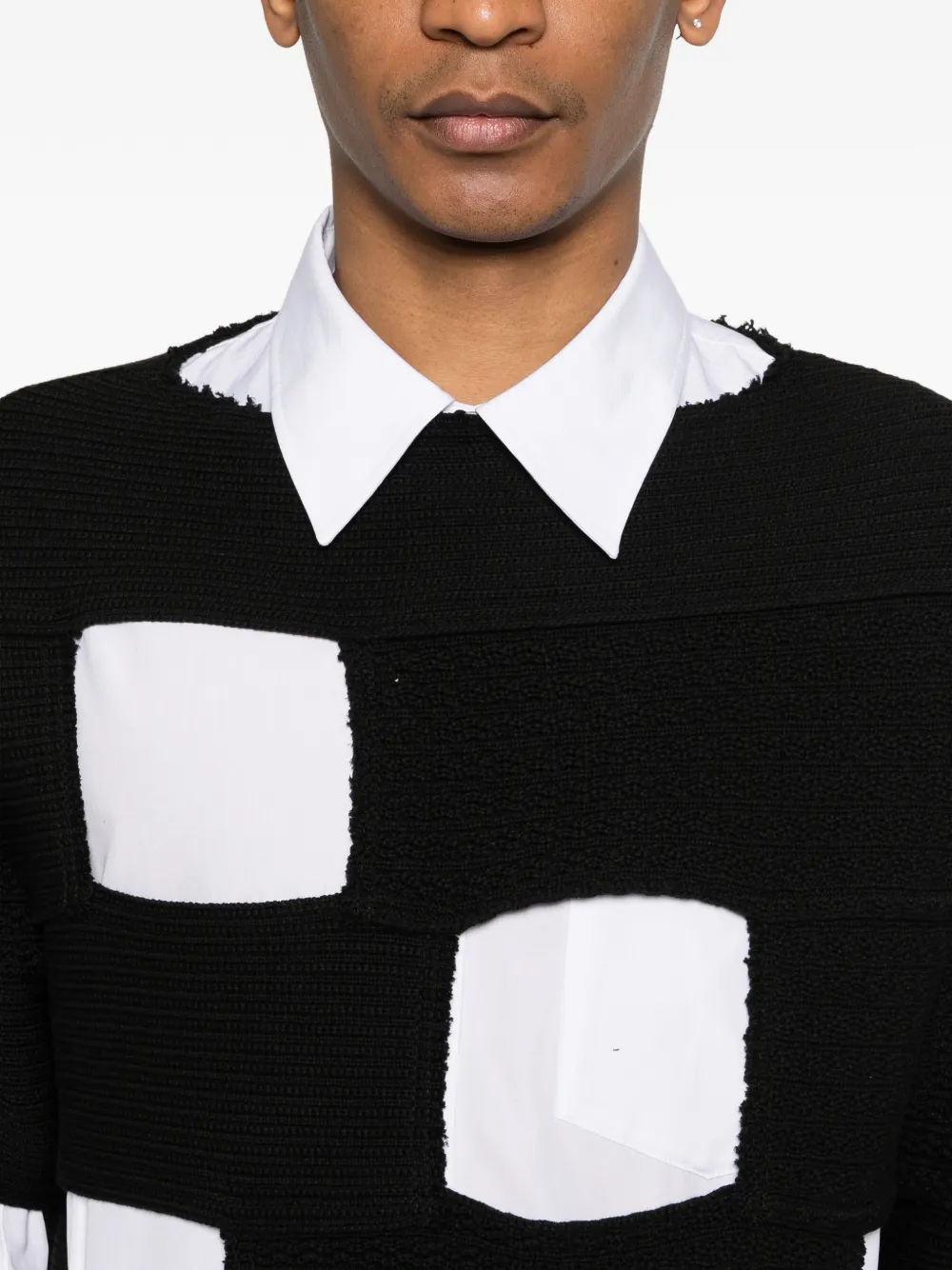 Comme des Garçons Homme Plus Gebreide trui met ronde hals en vlakken Zwart