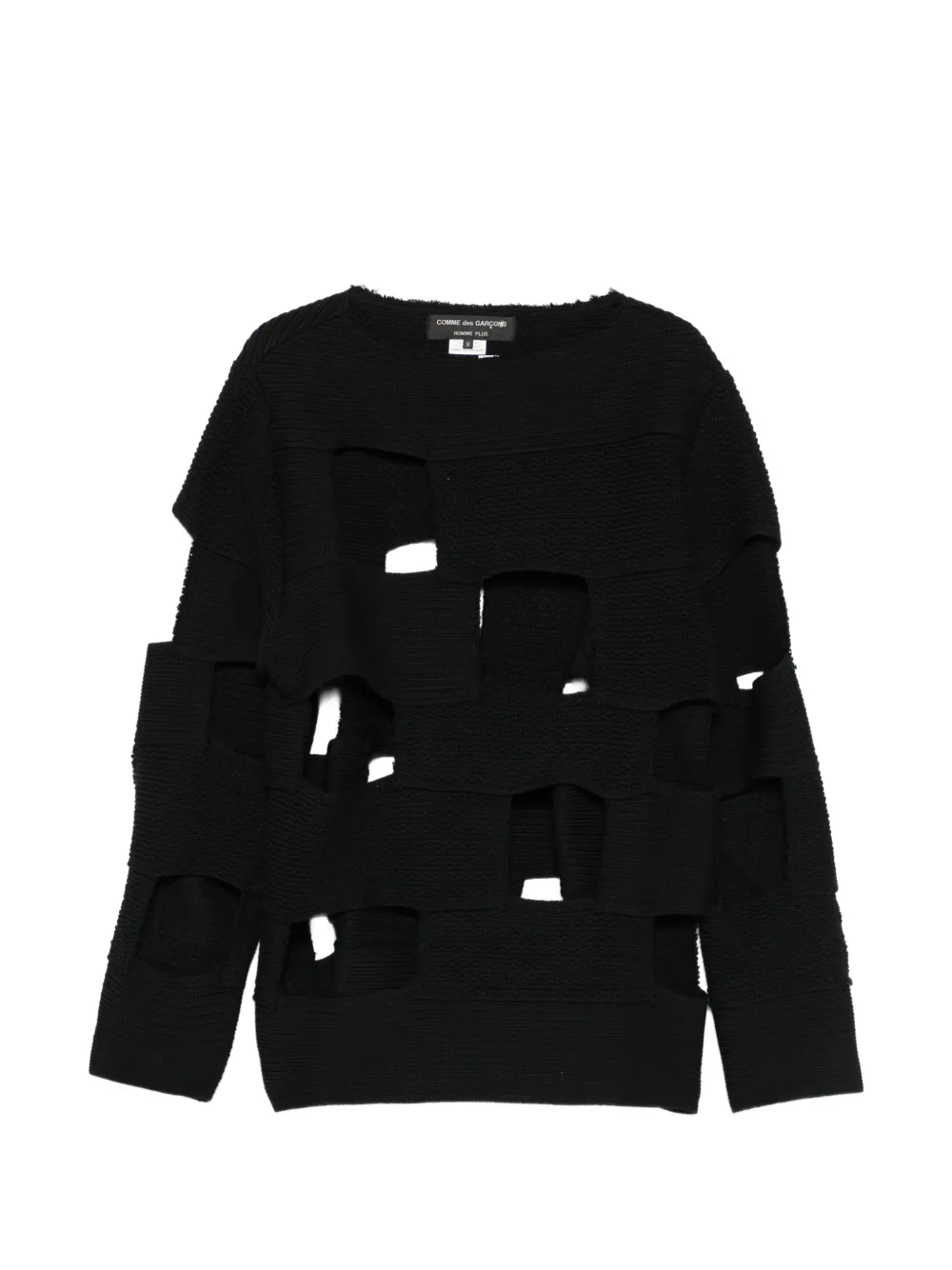 Comme des Garçons Homme Plus striped panelling crew-neck sweater - Nero