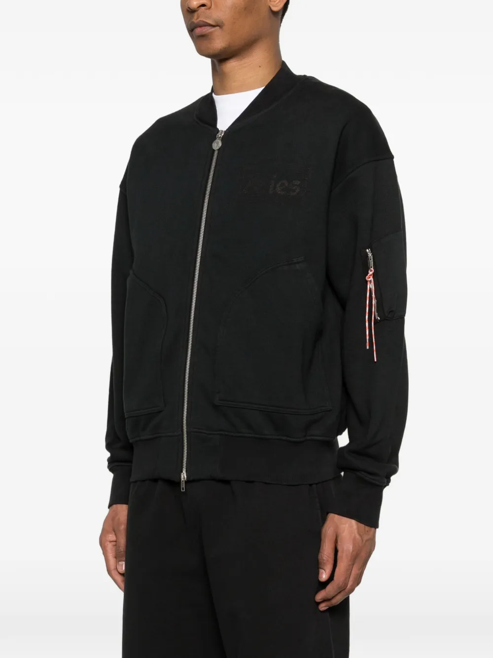  Aries Temple Faded Bomber Jacket - Black 
