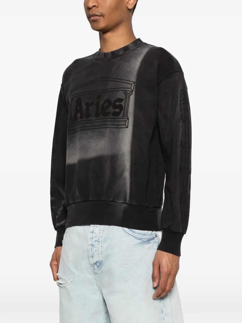  Aries Sunbleached Column Sweatshirt - Black 