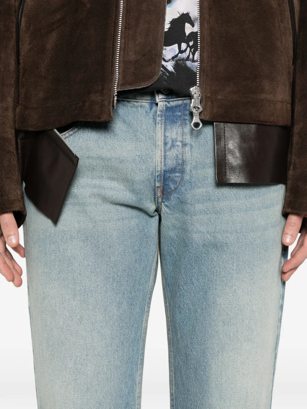 Aries Tyrone gerafelde low-waist jeans Blauw