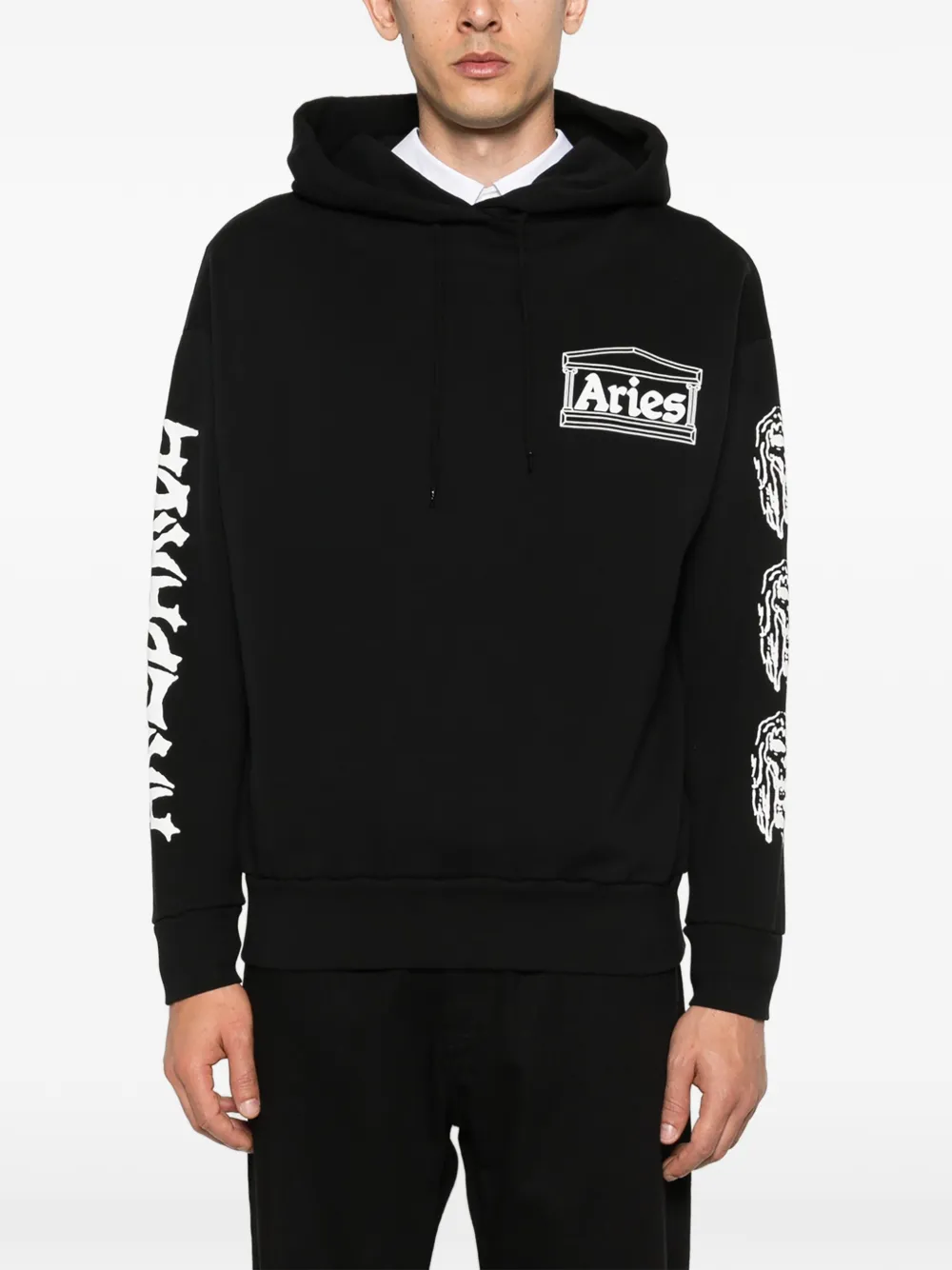 Aries Hoodie met borduurwerk Zwart