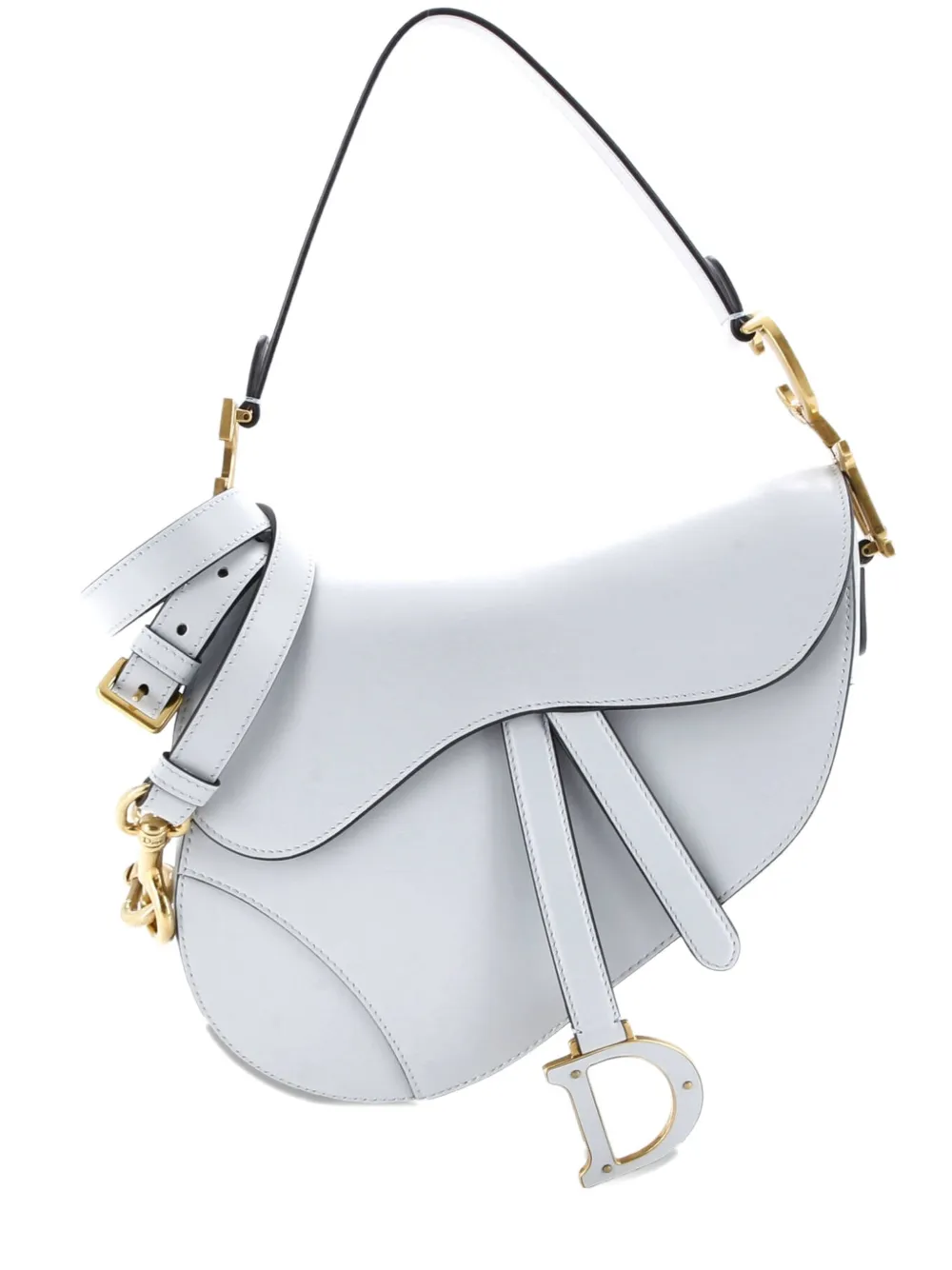 Click to view more detailed imagery on our partner's website Pre-owned Dior Saddle Handbag With Strap Leather Medium Shoulder Bag In Blue