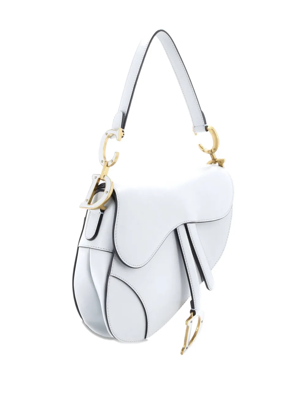 DIOR Pre-owned Saddle Handbag With Strap Leather Medium Shoulder Bag In Blue