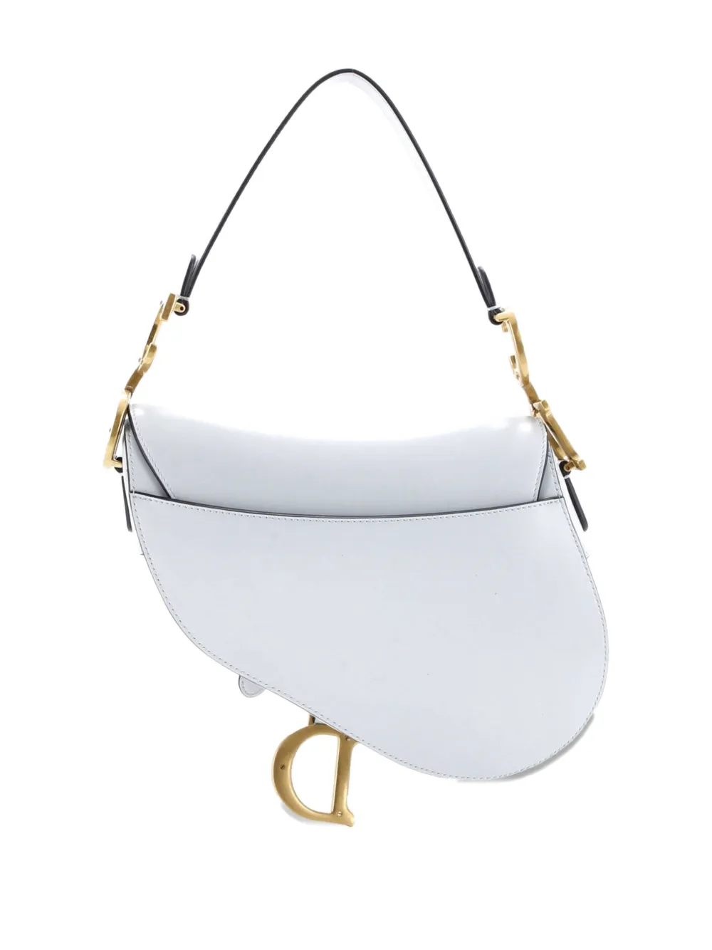 DIOR Pre-owned Saddle Handbag With Strap Leather Medium Shoulder Bag In Blue