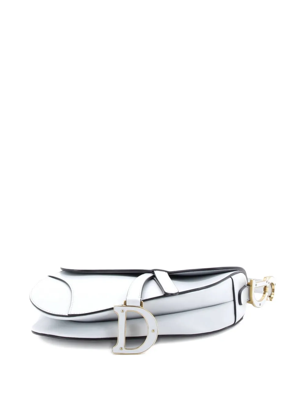 DIOR Pre-owned Saddle Handbag With Strap Leather Medium Shoulder Bag In Blue