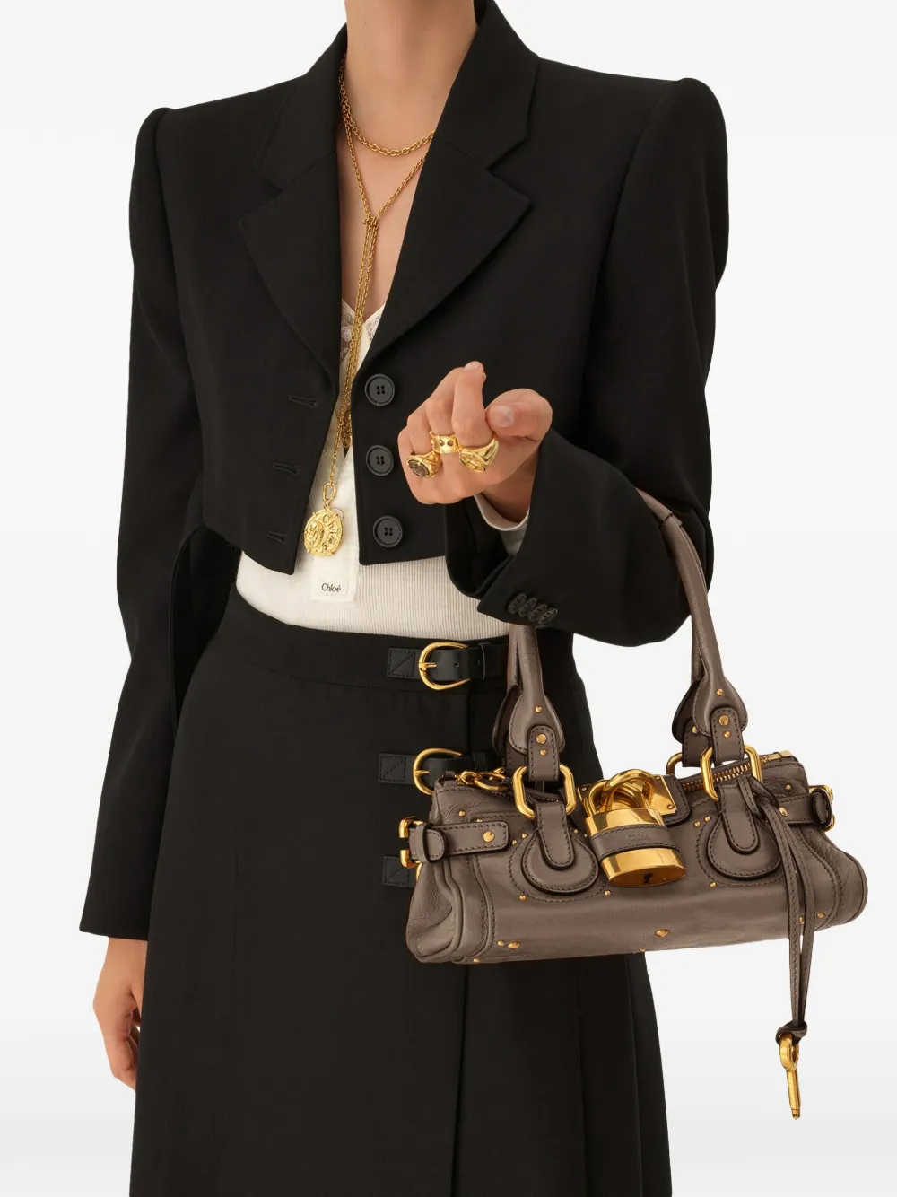 Chloé Paddington kleine leren shopper - Grijs