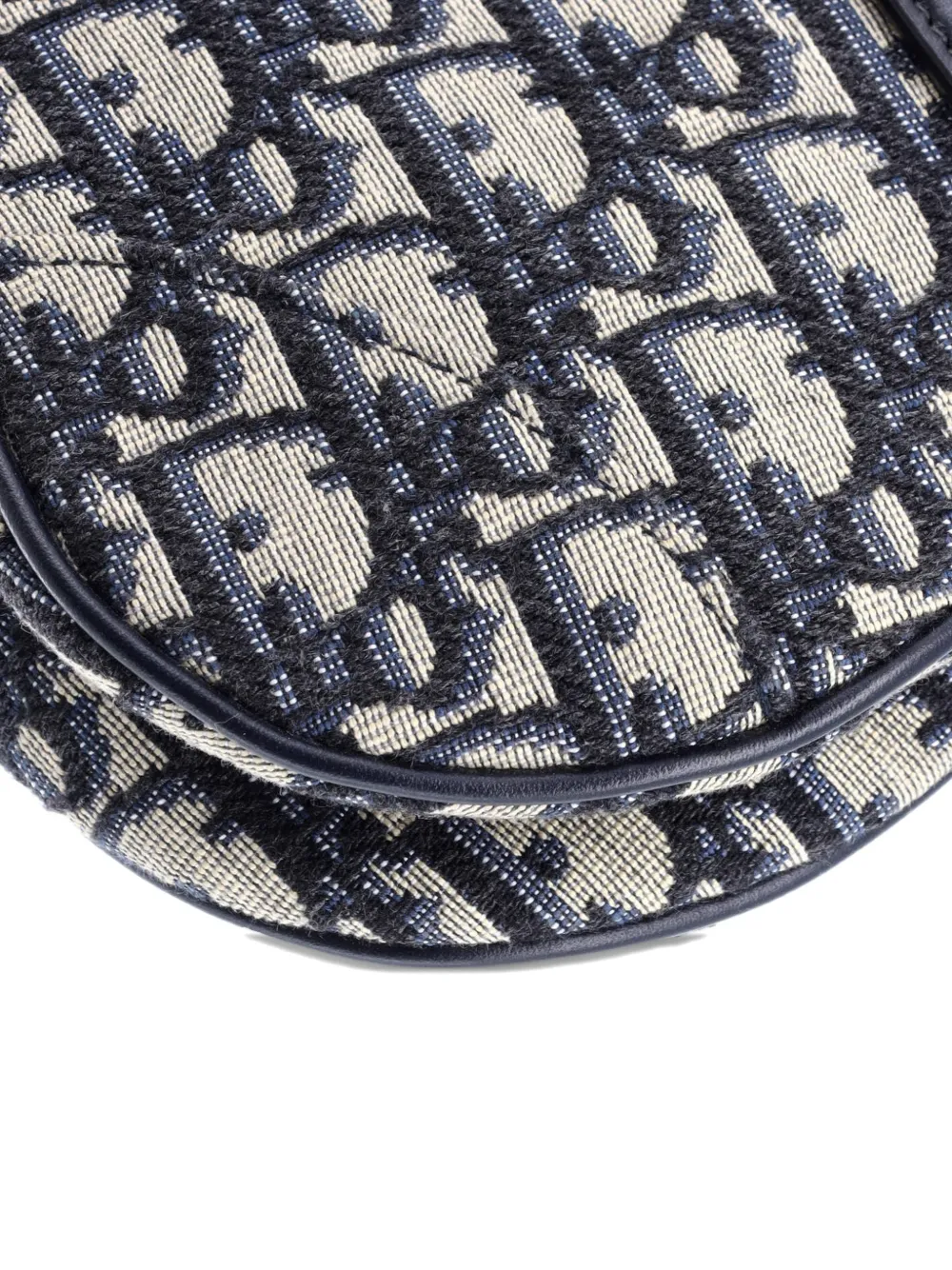 Pre-owned Dior Saddle Handbag Oblique Canvas Mini Shoulder Bag In Blue