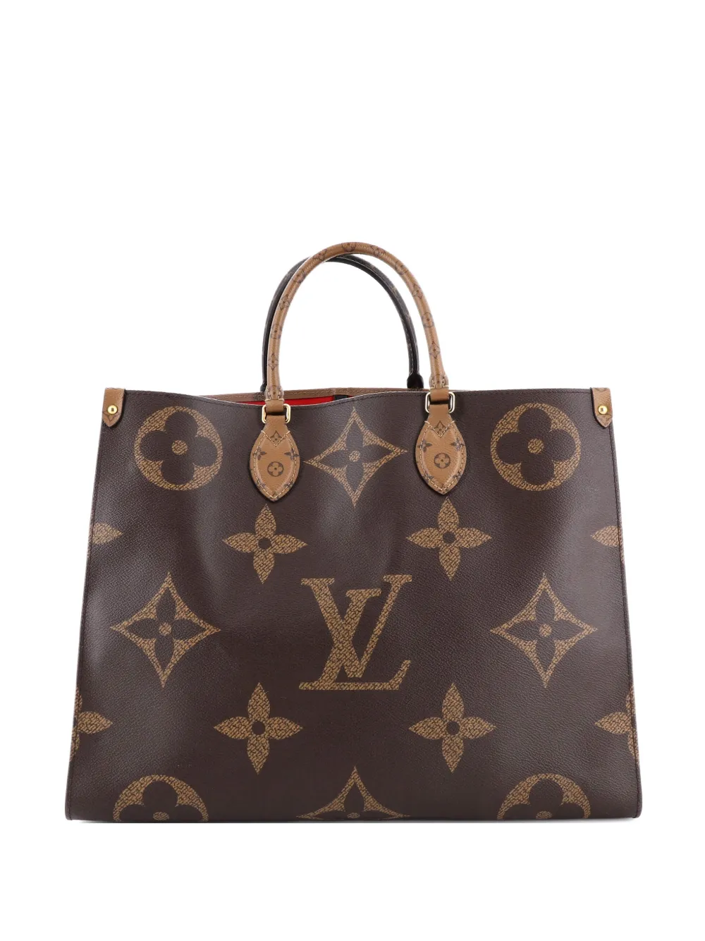 Pre-owned Louis Vuitton Onthego Reverse Monogram Giant Gm Tote Bag In Brown