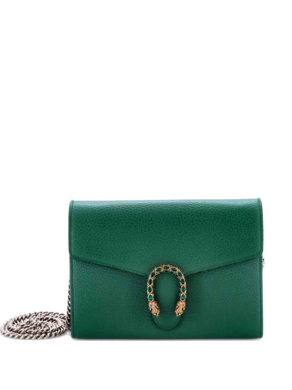Gucci Pre-Owned Dionysus Chain Wallet Leather with Embellished Detail Small crossbody bag - Verde