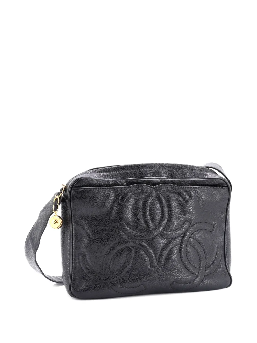 CHANEL Pre-owned Triple Cc Camera Caviar Medium Shoulder Bag In Black