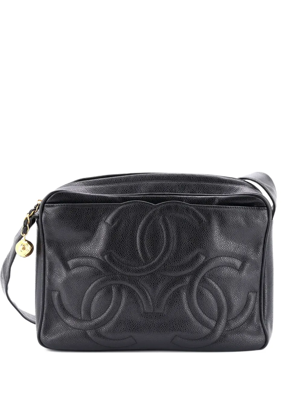 Click to view more detailed imagery on our partner's website Pre-owned Chanel Triple Cc Camera Caviar Medium Shoulder Bag In Black