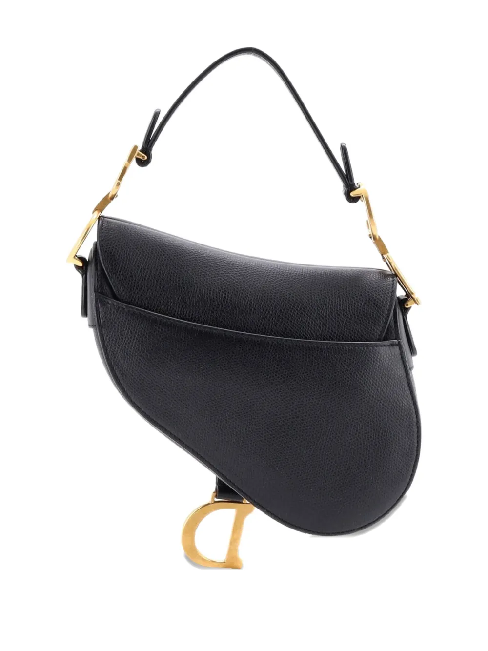 DIOR Pre-owned Saddle Handbag Leather Mini Shoulder Bag In Black