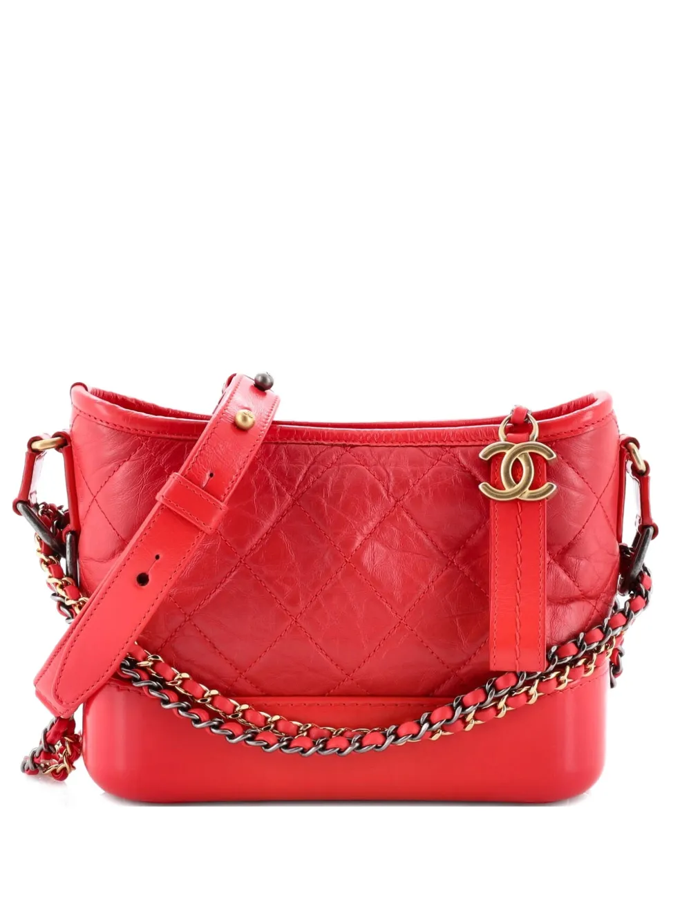 CHANEL Pre-Owned Gabrielle Quilted Aged Calfskin Small hobo bag - Rosso