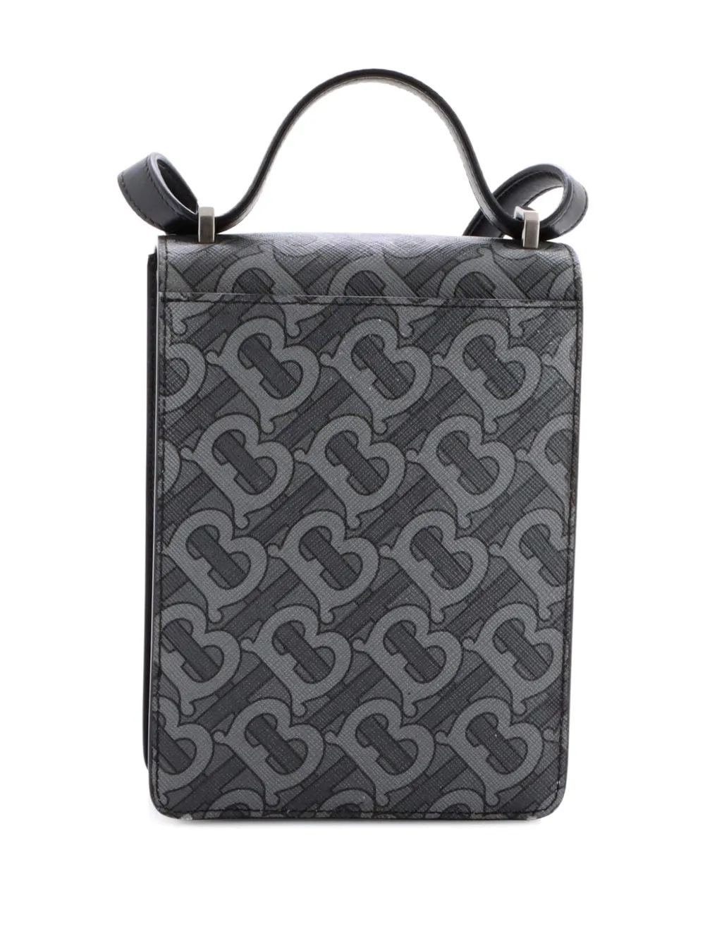 Pre-owned Burberry Tb Robin Pouch Monogram E-canvas Mini Crossbody Bag In Black