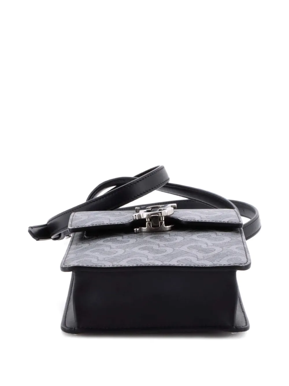 Pre-owned Burberry Tb Robin Pouch Monogram E-canvas Mini Crossbody Bag In Black