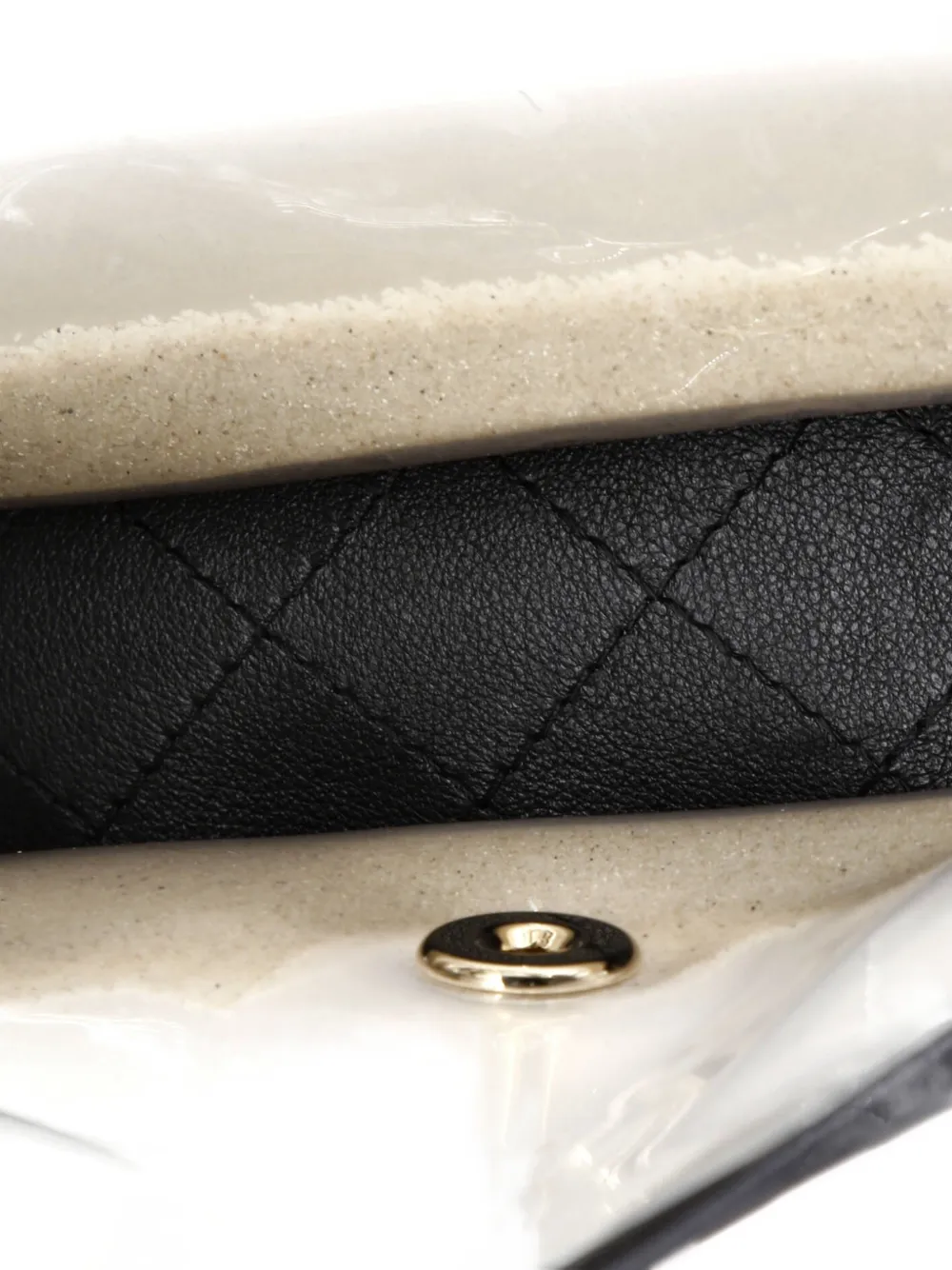 Pre-owned Chanel Sand By The Sea Pearl Flap Bag Pvc With Lambskin Medium Shoulder Bag In Black