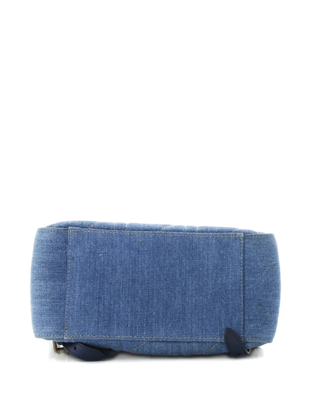 Pre-owned Gucci Pearly Gg Marmont Embellished Matelasse Denim Small Backpack In Blue