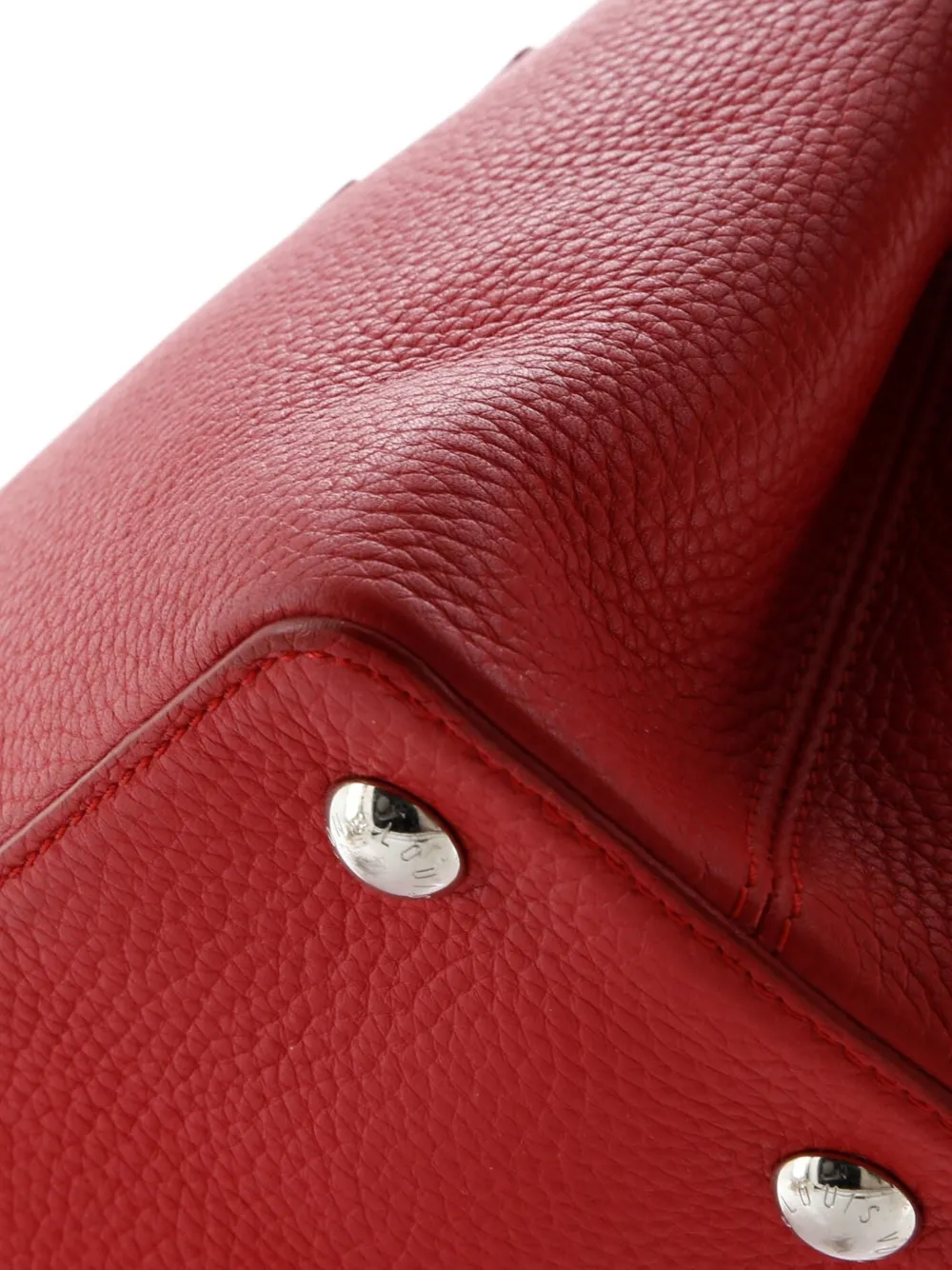 Pre-owned Louis Vuitton Capucines Bag Leather Pm Satchel In Red