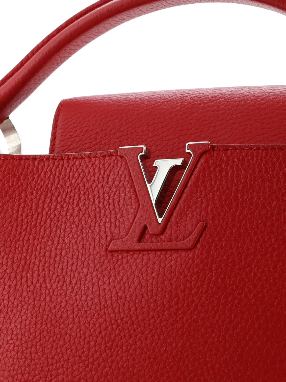 Pre-owned Louis Vuitton Capucines Bag Leather Pm Satchel In Red