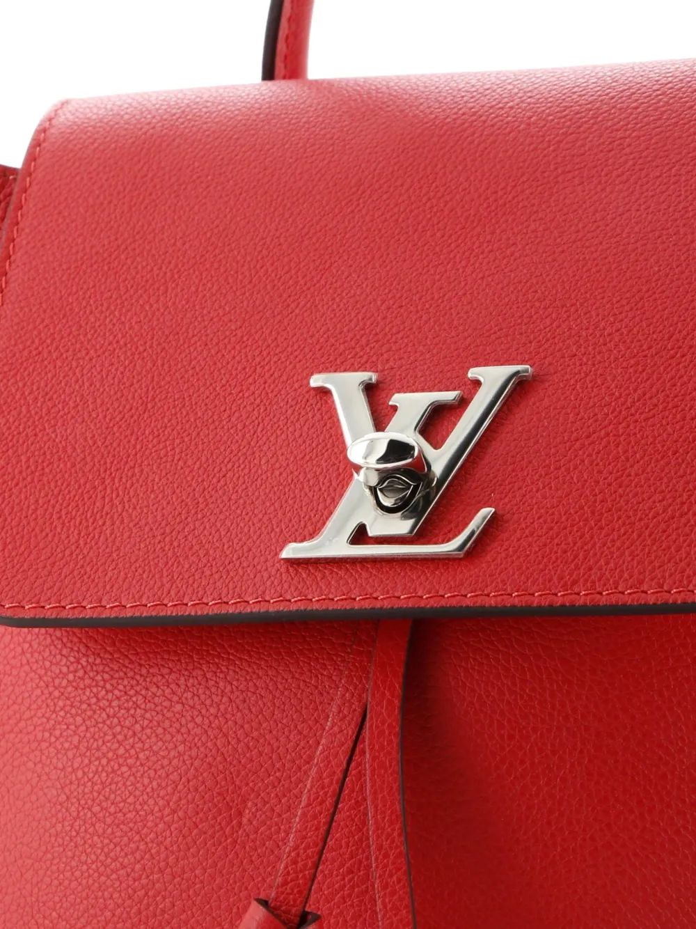 Pre-owned Louis Vuitton Lockme Leather Backpack In Red