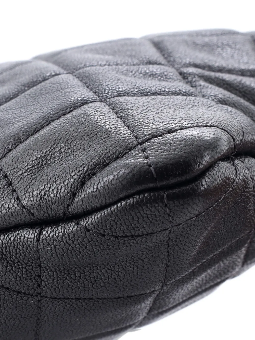 CHANEL Pre-owned Mademoiselle O Case Quilted Sheepskin Medium Clutch Bag In Gray