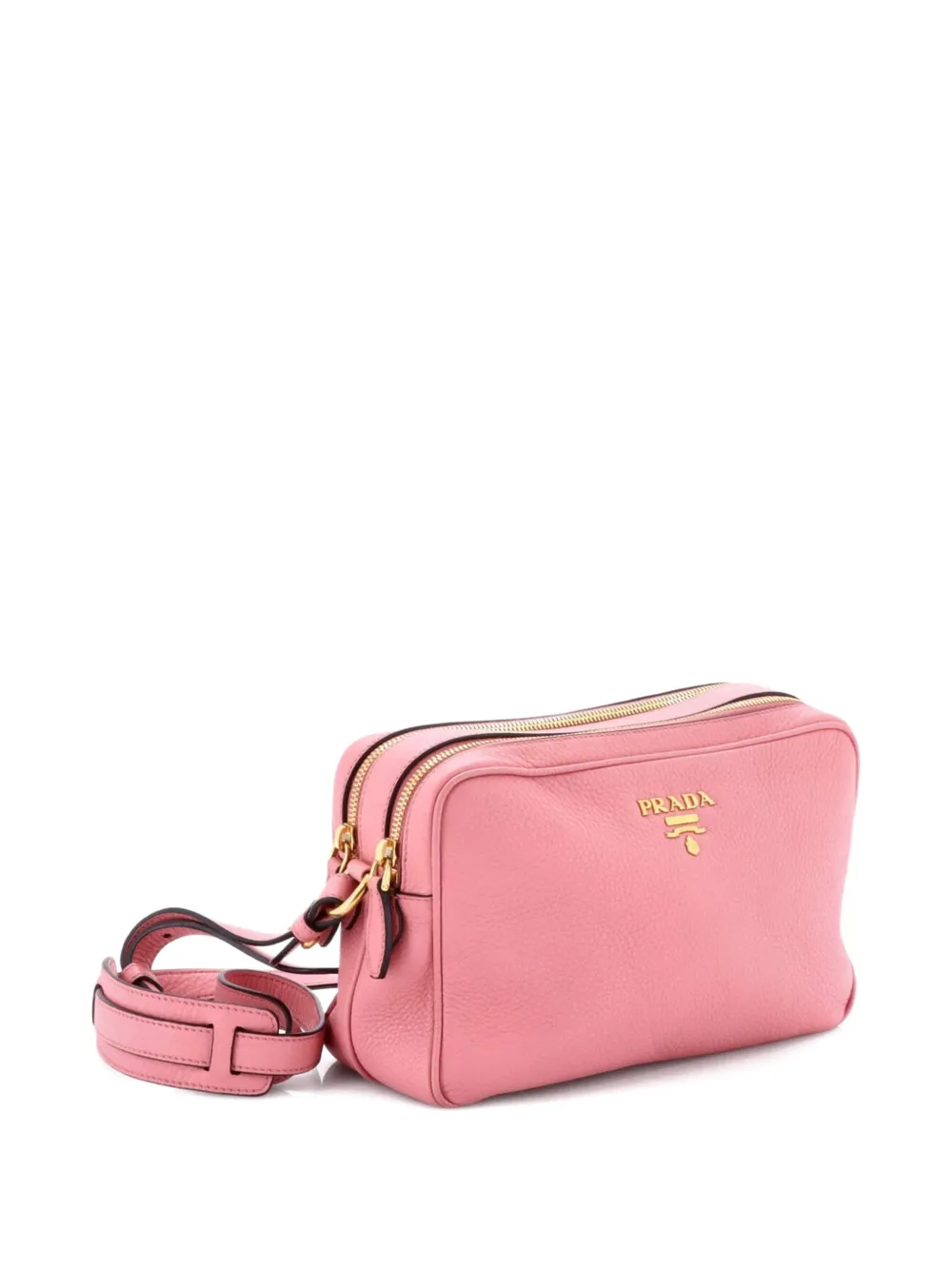 Pre-owned Prada Double Zip Camera Bag Vitello Daino Crossbody Bag In Pink