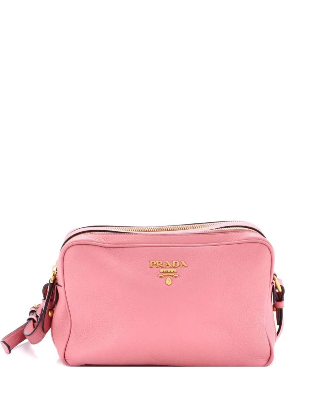 Pre-owned Prada Double Zip Camera Bag Vitello Daino Crossbody Bag In Pink