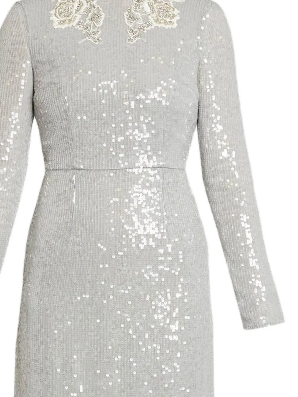 ERDEM Verfraaide maxi-jurk met lange mouwen - Grijs