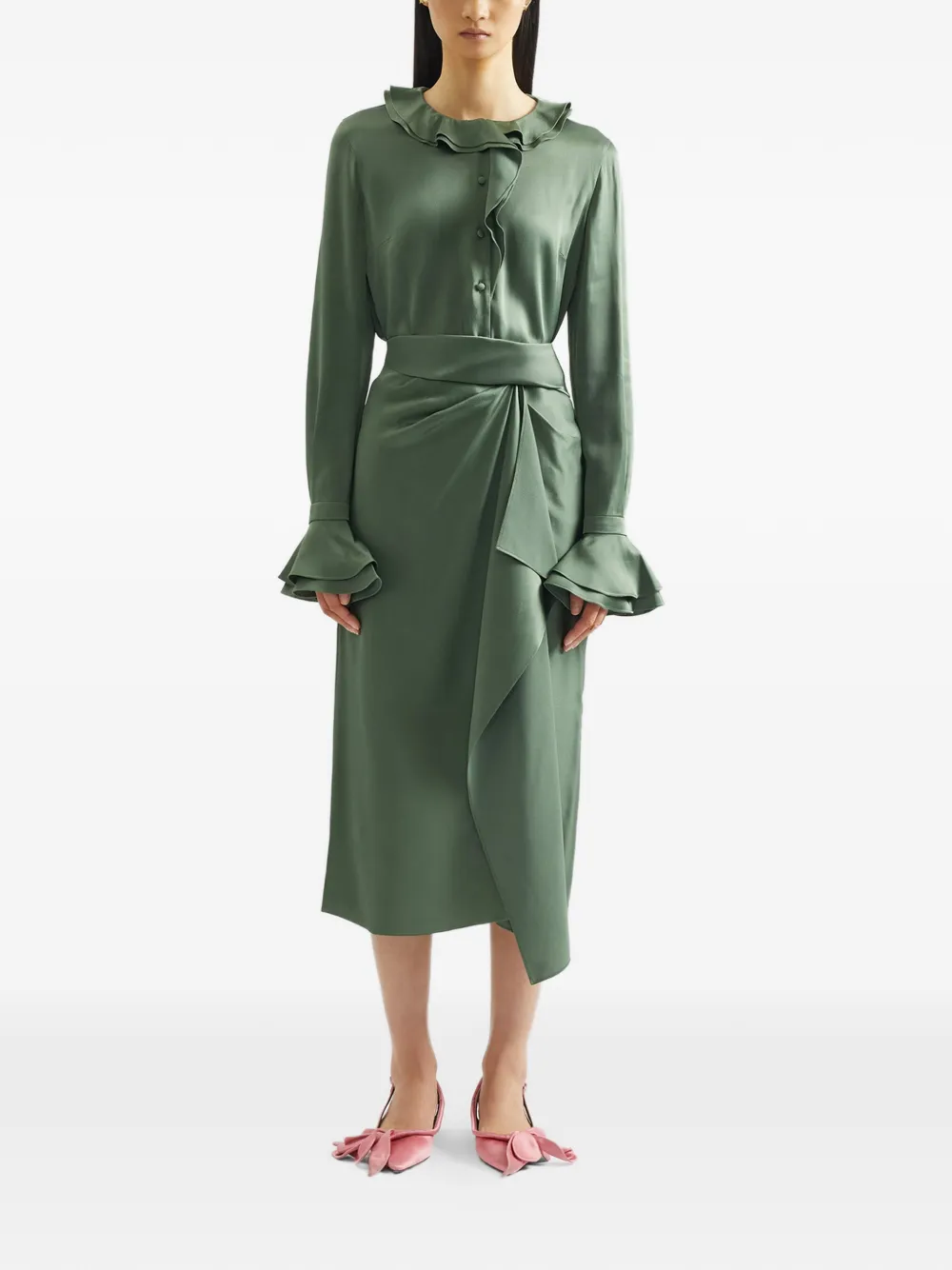 ERDEM Midi-rok met gedrapeerd detail Groen