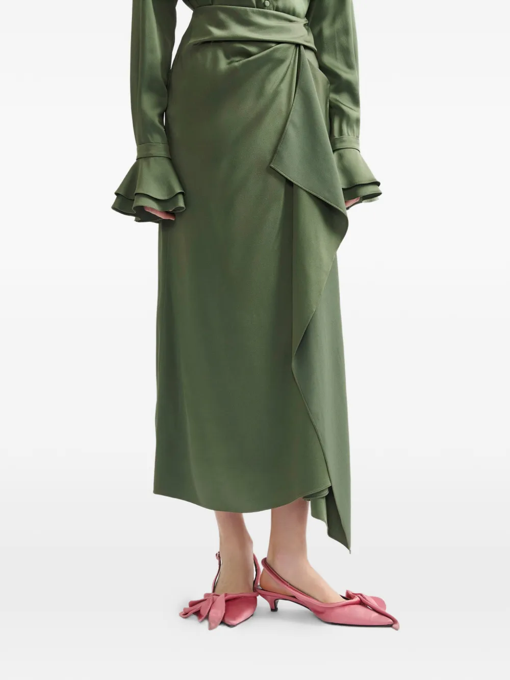 ERDEM Midi-rok met gedrapeerd detail Groen