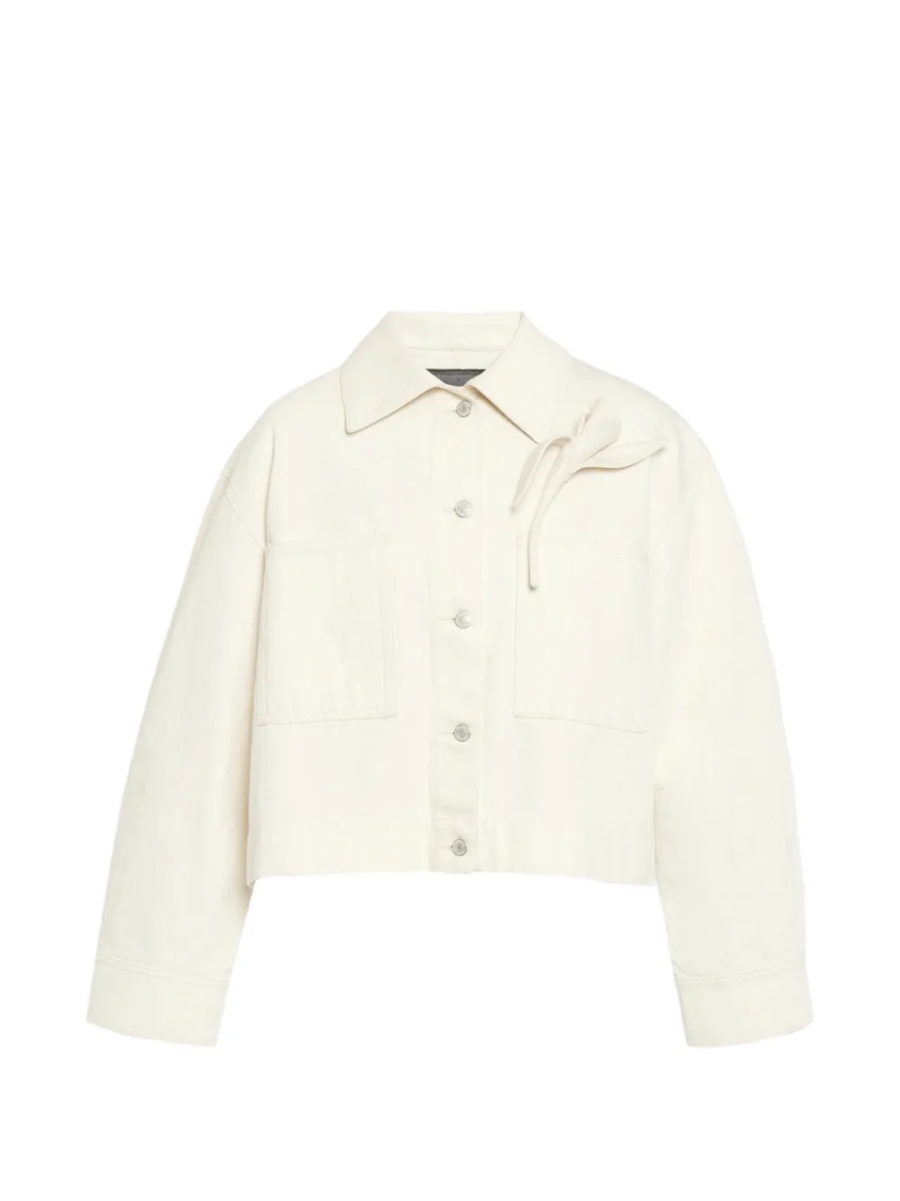 ERDEM Giacca denim crop con applicazione a fiori - Toni neutri