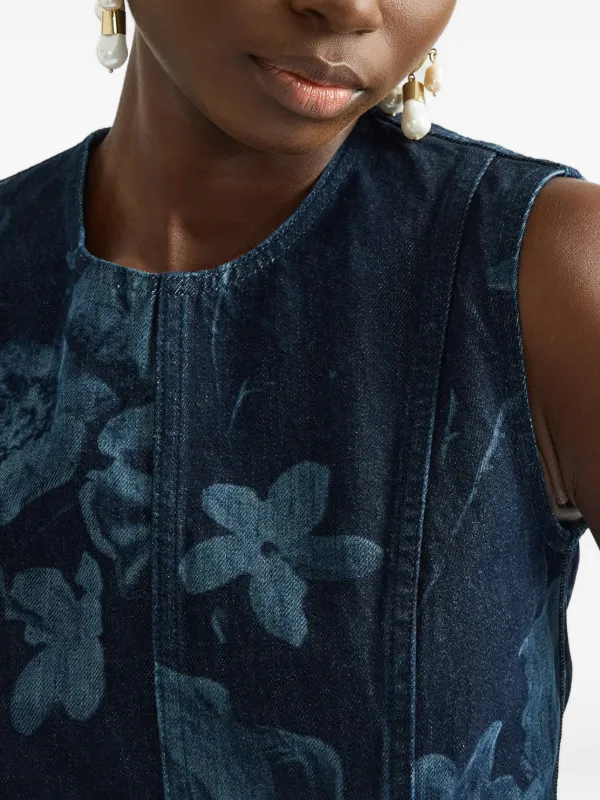 Erdem Floral Sleeveless Midi Dress - Blue