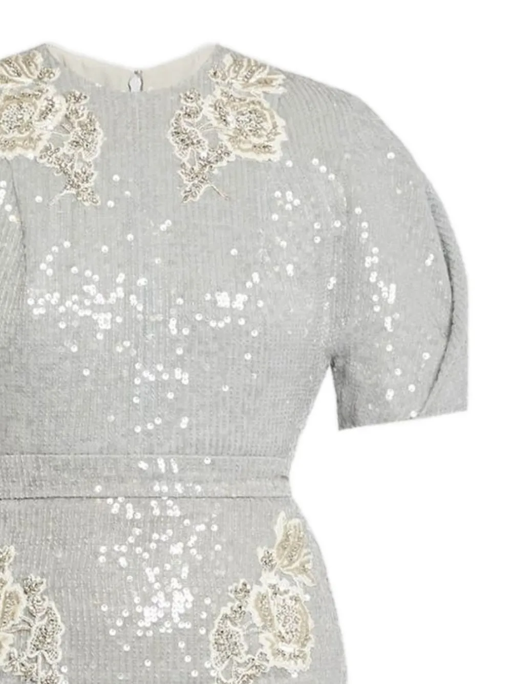 ERDEM Verfraaide midi-jurk met ronde hals - Grijs