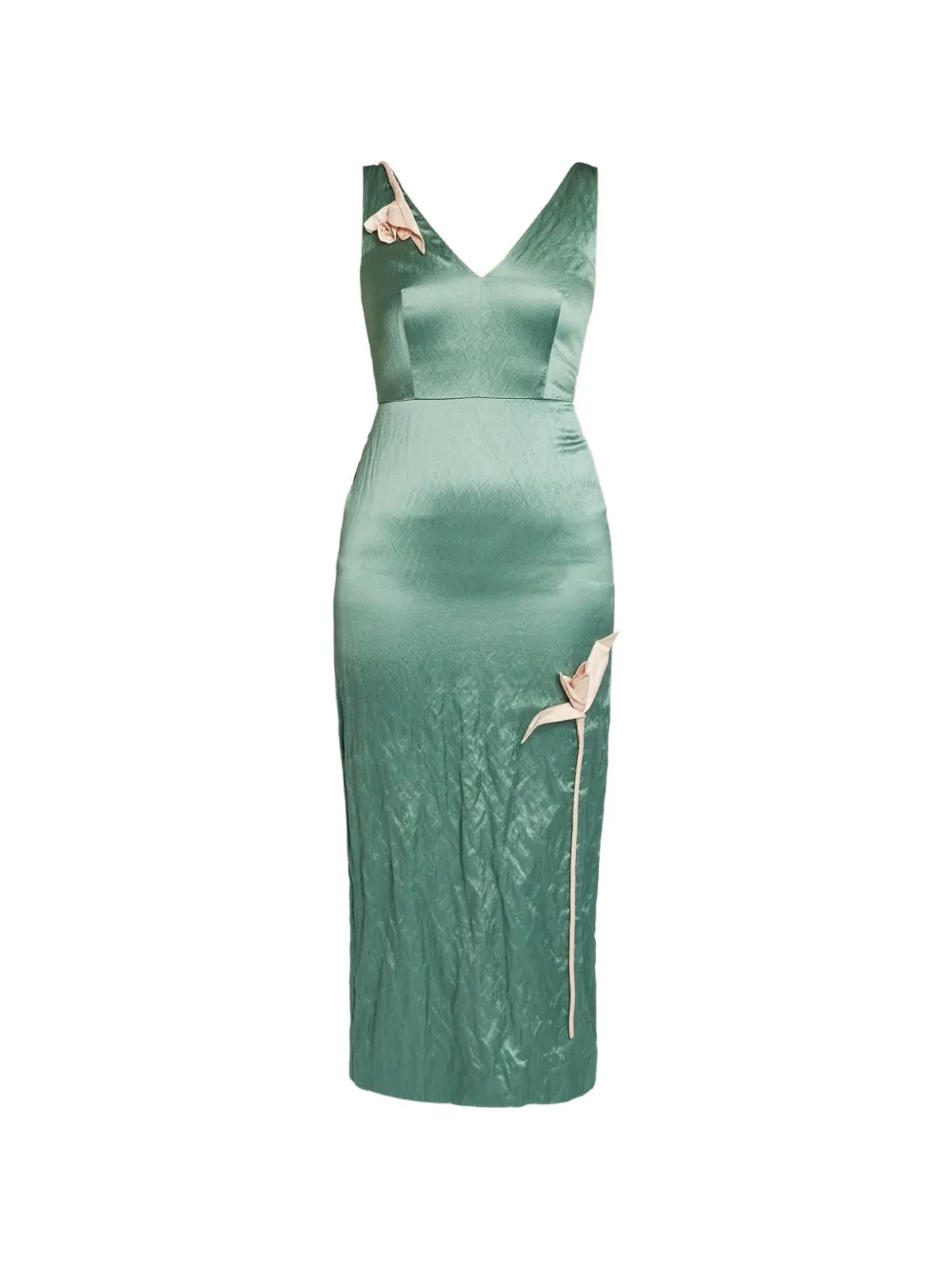 ERDEM Abito midi smanicato con ricamo - Verde