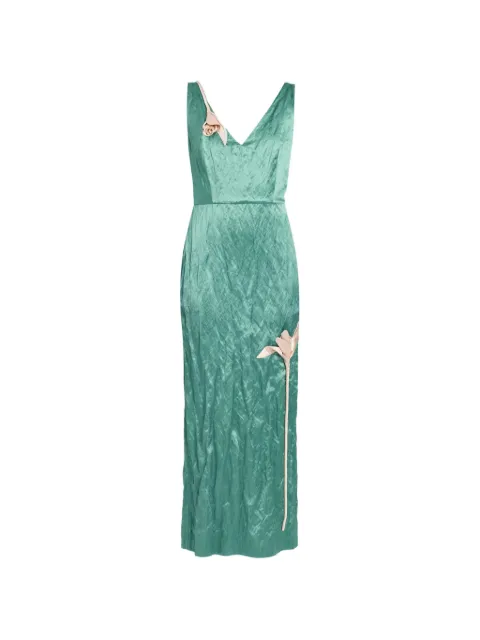ERDEM embroidered sleeveless satin midi dress