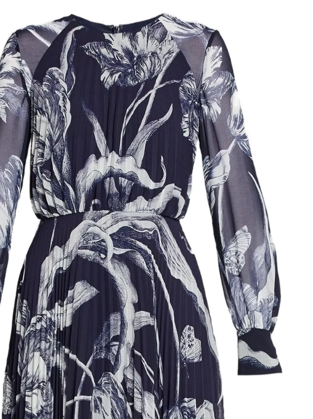 ERDEM floral-print long-sleeve maxi dress - Blauw
