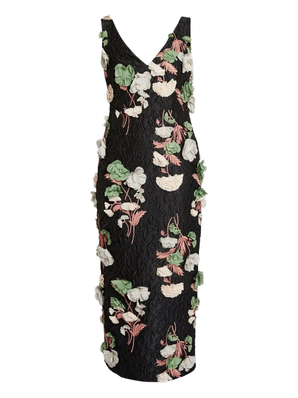 ERDEM Abito midi a fiori - Nero