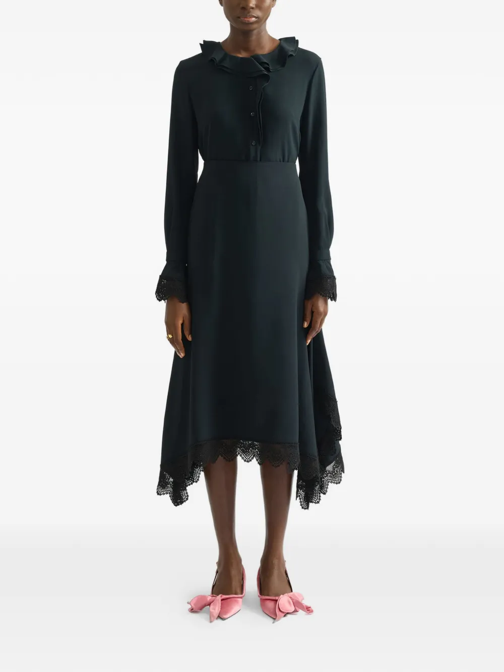 ERDEM Cady midi-rok met kanten afwerking Zwart