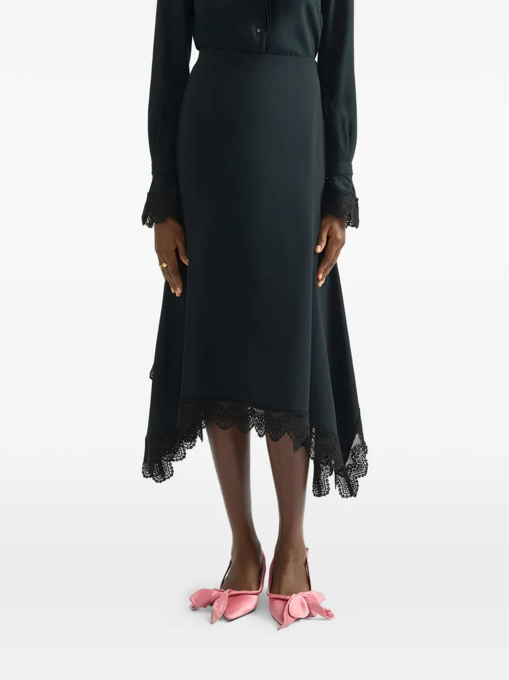 ERDEM Cady midi-rok met kanten afwerking Zwart