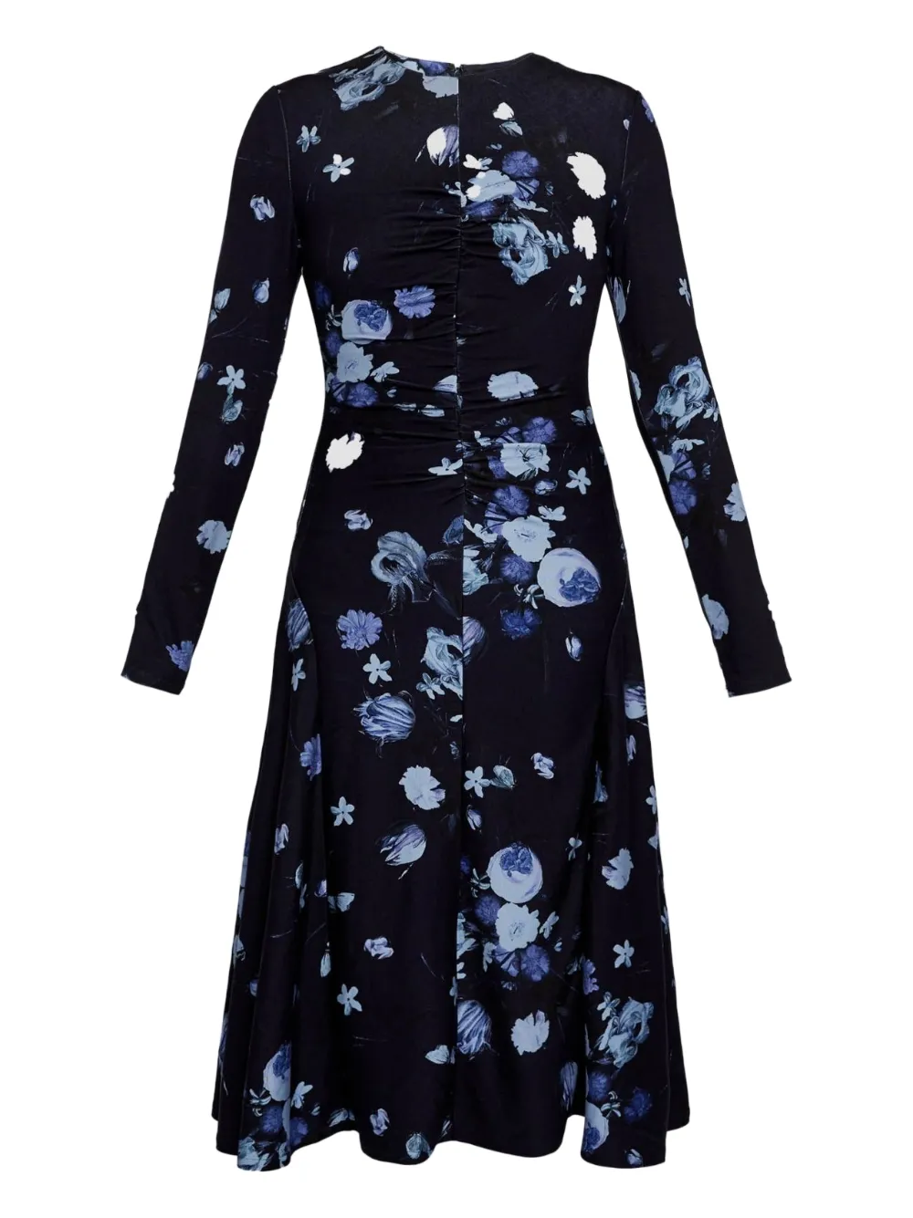 ERDEM floral-print long-sleeve midi dress - Blu