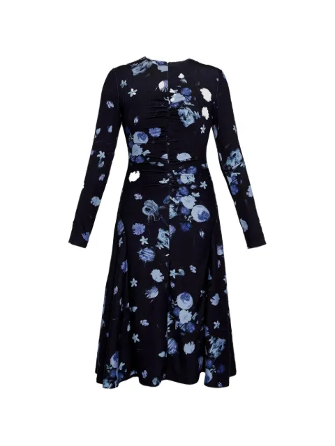 ERDEM vestido midi manga larga con estampado floral