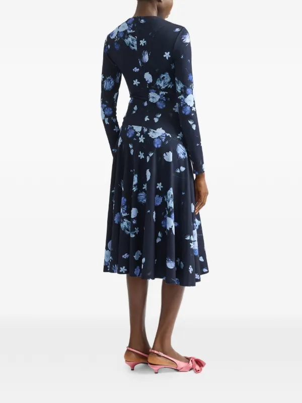 Erdem | Floral Print Ponte Jersey Long Sleeve Midi Dress